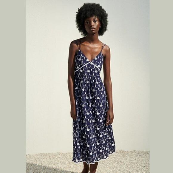 ZARA Strappy Embroidered Dress NWT - Picture 1 of 16